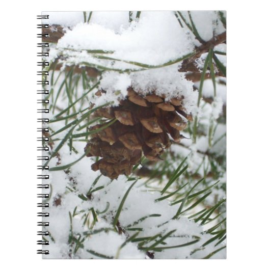 Snowy Pine Cone I冬自然撮影 ノートブック (正面)