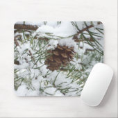 Snowy Pine Cone I冬自然撮影 マウスパッド (マウス)