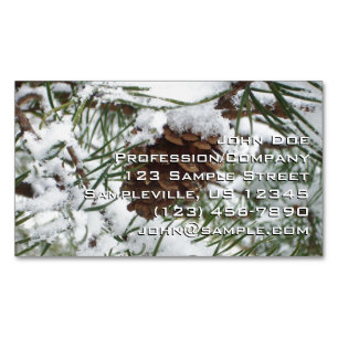 Snowy Pine Cone I冬自然撮影 マグネット名刺
