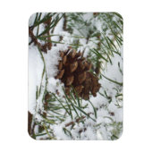 Snowy Pine Cone I冬自然撮影 マグネット (縦)