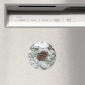 Snowy Pine Cone I冬自然撮影 マグネット (インサイチュ (食洗機))