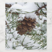 Snowy Pine Cone I冬自然撮影 ワインラベル (シングルラベル)