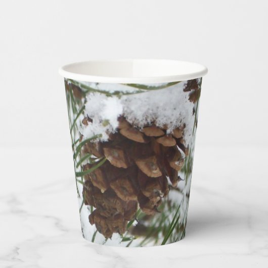 Snowy Pine Cone I冬自然撮影 紙コップ (左)