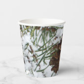Snowy Pine Cone I冬自然撮影 紙コップ (正面)