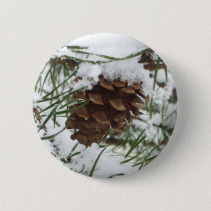 Snowy Pine Cone I冬自然撮影 缶バッジ