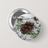 Snowy Pine Cone I冬自然撮影 缶バッジ (正面&裏面)