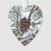 Snowy Pine Cone II冬の自然撮影 オーナメント (正面)