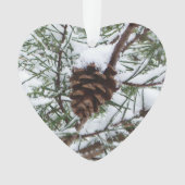 Snowy Pine Cone II冬の自然撮影 オーナメント (正面)