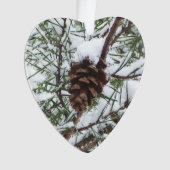 Snowy Pine Cone II冬の自然撮影 オーナメント (正面)