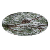 Snowy Pine Cone II冬の自然撮影 カッティングボード (角)