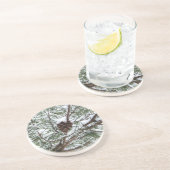 Snowy Pine Cone II冬の自然撮影 コースター (側面)