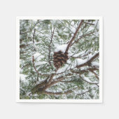 Snowy Pine Cone II冬の自然撮影 スタンダードカクテルナプキン (正面)