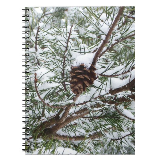 Snowy Pine Cone II冬の自然撮影 ノートブック (正面)