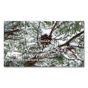 Snowy Pine Cone II冬の自然撮影 マグネット名刺