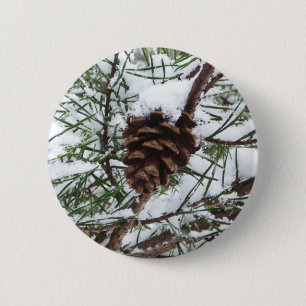 Snowy Pine Cone II冬の自然撮影 缶バッジ