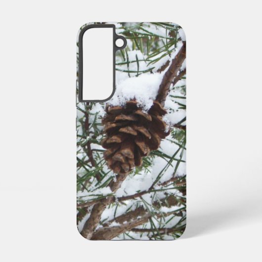 Snowy Pine Cone II冬の自然撮影 Samsung Galaxyケース (裏面)