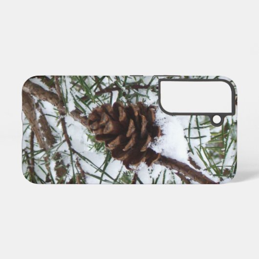Snowy Pine Cone II冬の自然撮影 Samsung Galaxyケース (裏面横)