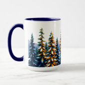 Snowy Pine Forest Yellowstone Winter Aesthetic マグカップ (左)