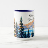 Snowy Pine Forest Yellowstone Winter Aesthetic マグカップ (中央)