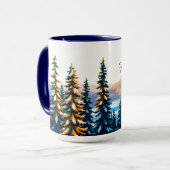 Snowy Pine Forest Yellowstone Winter Aesthetic マグカップ (正面左)