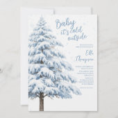 Snowy Pine Winter Snowflakes Landscape Baby Shower 招待状 (正面)