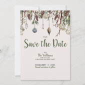 SNOWY PINES Christmas Holiday Party Save the Date 招待状 (正面)