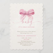 Snowy Pink Coquette It's Cold Outside Baby Shower 招待状 (正面)
