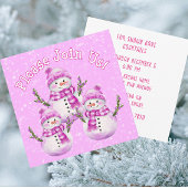 Snowy Pink White Snowman Personalized カード