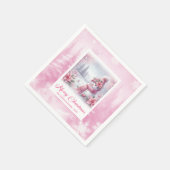 Snowy Pinkmas Christmas Scene Napkins Kids Holiday スタンダードカクテルナプキン (角)