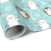 Snowy Polar Bears & Penguins Wrapping Paper | Cute ラッピングペーパー (ロールコーナー)