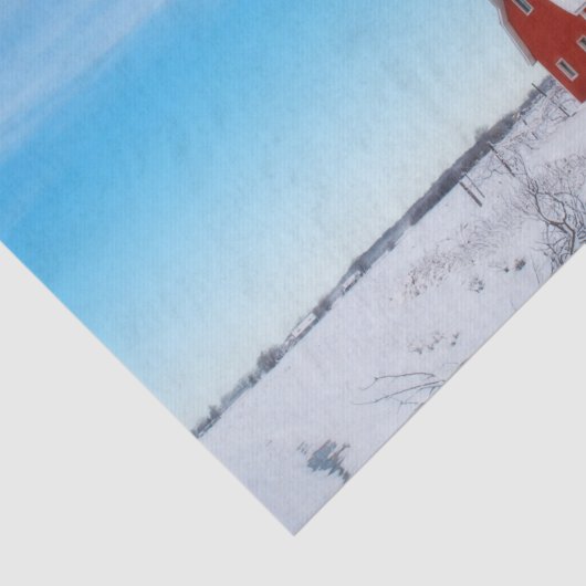 Snowy Red Barn Under a Crystal Blue Sky 薄葉紙 (詳細)