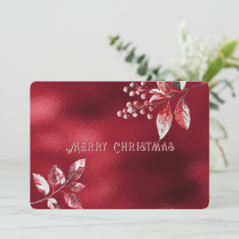 Snowy Red Leaves Christmas Holiday Card シーズンカード