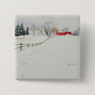Snowy scenery watercolor 缶バッジ