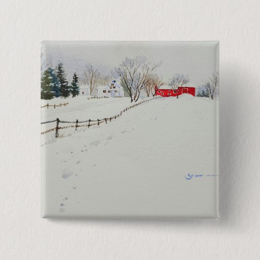 Snowy scenery watercolor 缶バッジ (正面)
