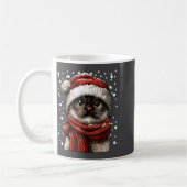 Snowy Siamese Cat With Snow Santa Hat Winter Chris コーヒーマグカップ (左)