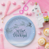 Snowy Sleigh & Reindeer Christmas  ペーパープレート (パーティー)