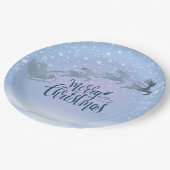Snowy Sleigh & Reindeer Christmas  ペーパープレート (アングル)