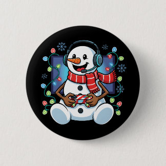 Snowy Snowman Gamer 缶バッジ