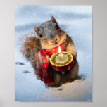 Snowy Squirrel Holding Candle ポスター<br><div class="desc">Warmest wishes for a bright holiday season! | Avanti,  the Global Humor Brand™ has been entertaining the world with its Feel Good Funny greeting cards for over 40 years. Our characters live life to the fullest and celebrate the humor in everyday life.</div>