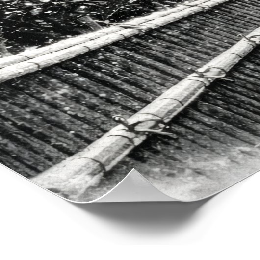 Snowy Temple Path at Night – Japanese Zen Wall Art ポスター (角)