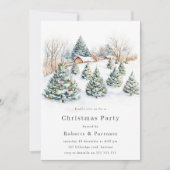 Snowy Trees Office Corporate Christmas Party 招待状 (正面)