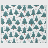 Snowy Trees & Silver Snowflake Wrapping Paper ラッピングペーパー (フラット)