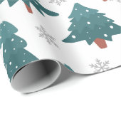 Snowy Trees & Silver Snowflake Wrapping Paper ラッピングペーパー (ロールコーナー)