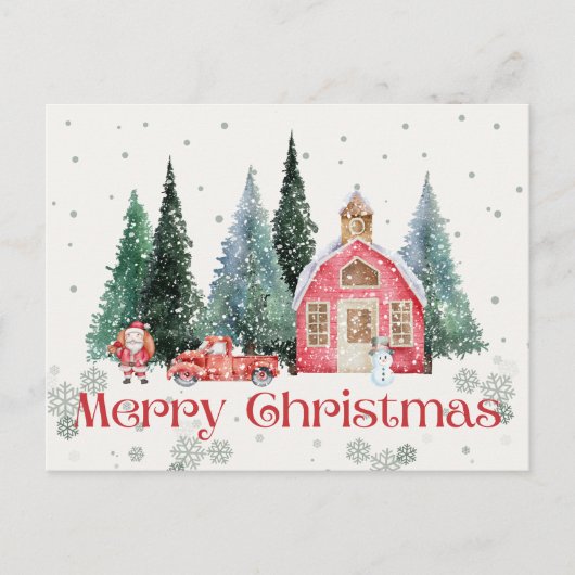 Snowy Village Christmas Postcard シーズンポストカード (正面)