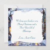 Snowy Village Cobblestone Street Christmas シーズンカード (裏面)