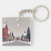 Snowy village, decorated for Christmas - Keychain キーホルダー (裏面)