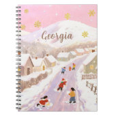 Snowy Village & Kids Personalized ノートブック (正面)