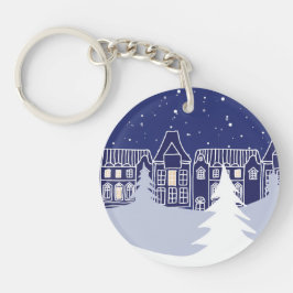 Snowy Village Night Acrylic Keychain キーホルダー