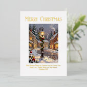 Snowy Village Scene with Lamppost 箔シーズンカード (立ち正面)