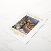 Snowy Village Scene with Lamppost 箔シーズンカード (回転した状態)